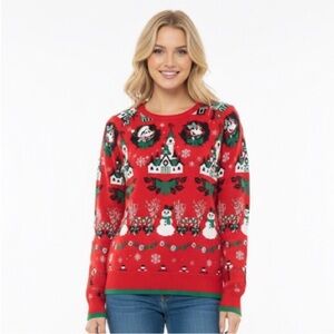 Disney Parks Knit Mickey Mouse Wreath Light Up Sweater Red Size Small